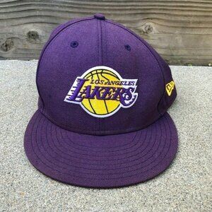 NEW ERA Hardwood Classics Men's 7 3/4 Los Angeles Lakers Purple Fitted Cap Hat‍‍